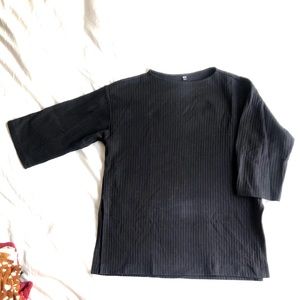 Black cotton ribbed tunic